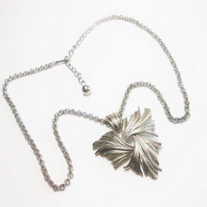 Oscar de la Renta Satin Silver Tone Necklace